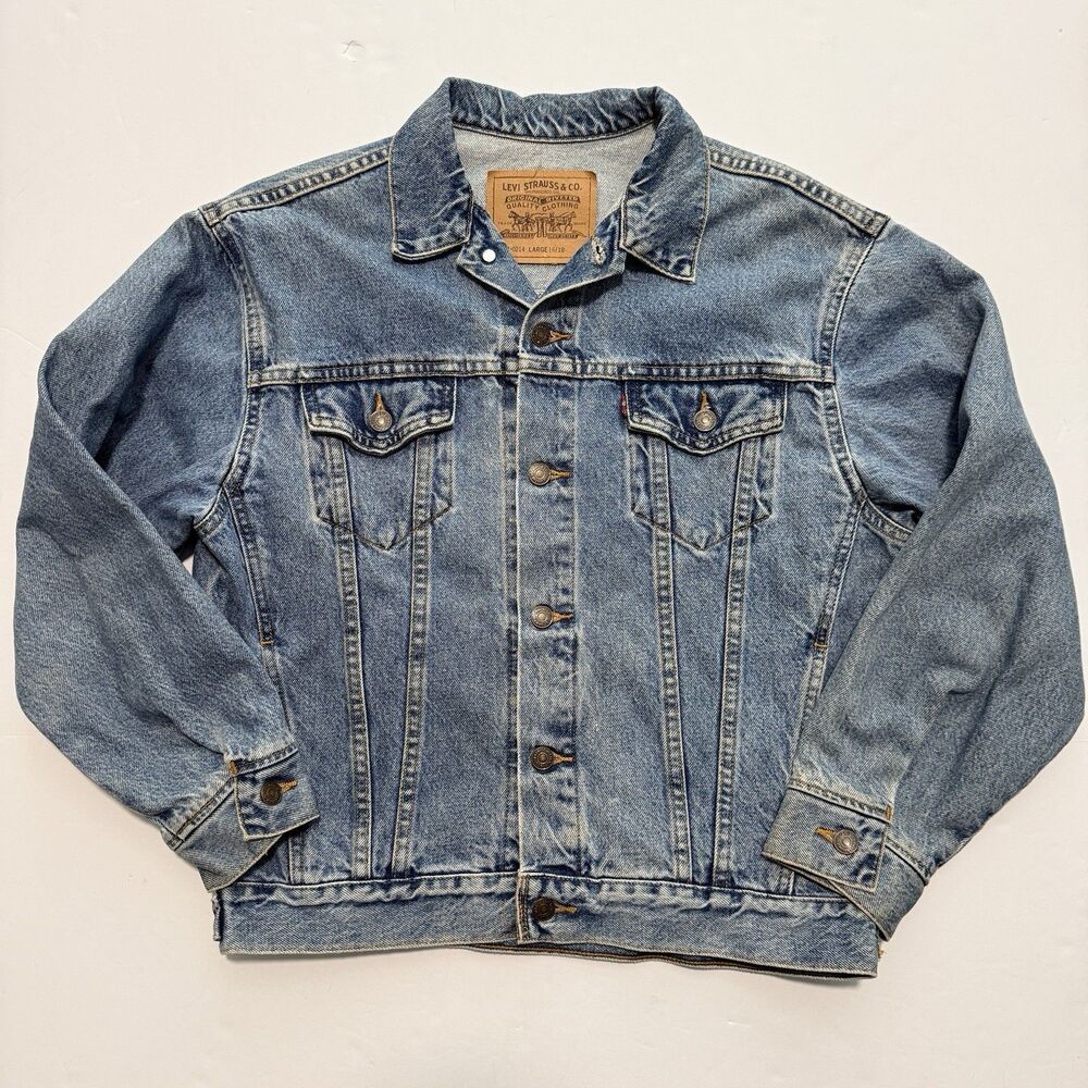 LEVI'S Women’s 16/18 Distressed Y2K Trucker Denim Jacket Western 57511-0214 2000